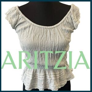 Aritzia Talula Soft Sage Green Baby Doll Crinkle Crepe Top (XS)